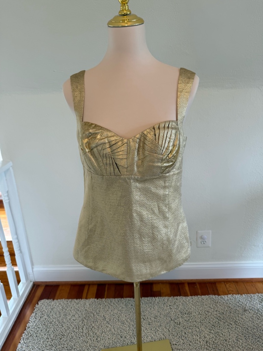Elie Tahari Metallic Gold Structured Bustier Camisole